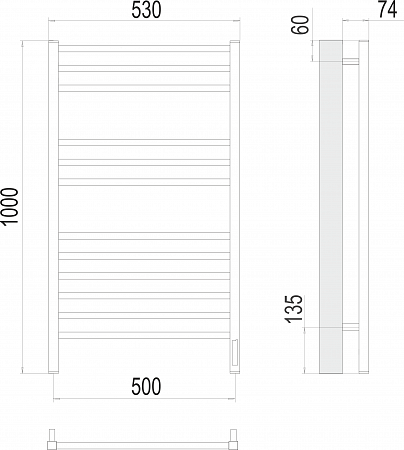 Ватикан П12 500х1000 электро (sensor quick touch) Полотенцесушитель TERMINUS) крашеные Асбест - фото 3 Ватикан П12 500х1000 электро (sensor quick touch) Полотенцесушитель TERMINUS) крашеные Асбест - фото 3
