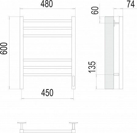 Ватикан П6 450х600 электро КС 9005 матовый ( new встроен диммер) Полотенцесушитель TERMINUS Асбест - фото 3 Ватикан П6 450х600 электро КС 9005 матовый ( new встроен диммер) Полотенцесушитель TERMINUS Асбест - фото 3