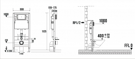 Система инсталляции для подвесного унитаза 500х1125 (4 в 1 с клавишей смыва) Terminus Асбест - фото 9 Система инсталляции для подвесного унитаза 500х1125 (4 в 1 с клавишей смыва) Terminus Асбест - фото 9