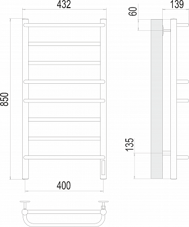 Евромикс П8 400х850 Электро (quick touch) Полотенцесушитель TERMINUS Асбест - фото 3 Евромикс П8 400х850 Электро (quick touch) Полотенцесушитель TERMINUS Асбест - фото 3