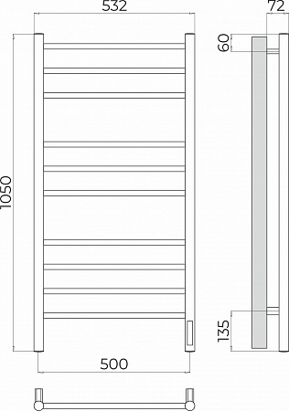 Аврора П10 500х1050 Электро (quick touch) Полотенцесушитель TERMINUS Асбест - фото 3 Аврора П10 500х1050 Электро (quick touch) Полотенцесушитель TERMINUS Асбест - фото 3