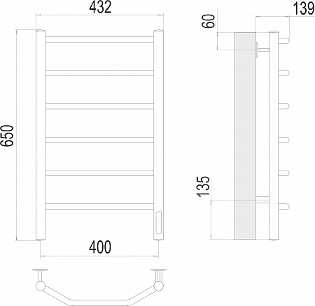 Виктория П6 400х650 Электро (quick touch) Полотенцесушитель TERMINUS Асбест - фото 3 Виктория П6 400х650 Электро (quick touch) Полотенцесушитель TERMINUS Асбест - фото 3