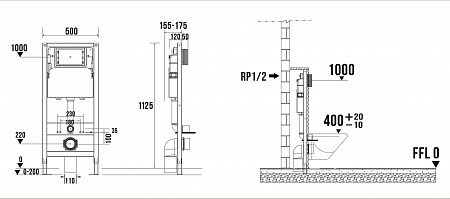 Пневматическая система инсталляции для подвесного унитаза 500х1125 (4 в 1 с клавишей смыва) Terminus Асбест - фото 7 Пневматическая система инсталляции для подвесного унитаза 500х1125 (4 в 1 с клавишей смыва) Terminus Асбест - фото 7