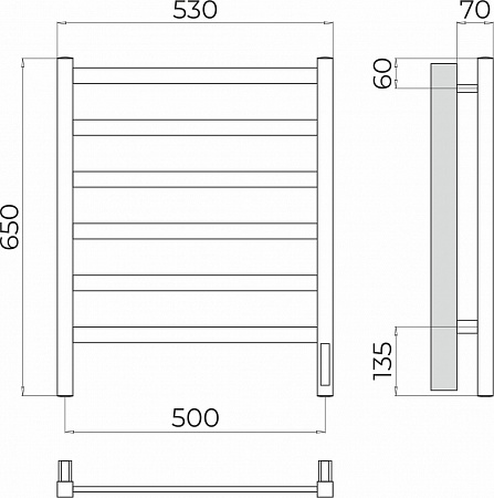 Ното П6 500х650 Электро (quick touch) Полотенцесушитель TERMINUS Асбест - фото 3 Ното П6 500х650 Электро (quick touch) Полотенцесушитель TERMINUS Асбест - фото 3