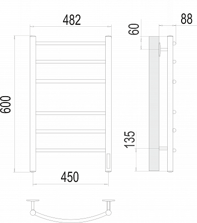 Классик П6 450х600 электро КС 9005 матовый ( new встроен диммер) Полотенцесушитель TERMINUS Асбест - фото 3 Классик П6 450х600 электро КС 9005 матовый ( new встроен диммер) Полотенцесушитель TERMINUS Асбест - фото 3