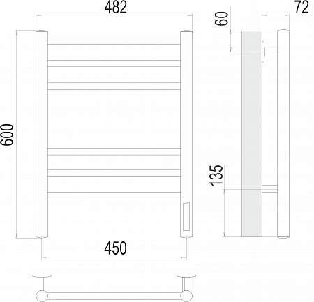 Аврора П6 450х600 электро КС 9003 матовый ( new встроен диммер) Полотенцесушитель TERMINUS Асбест - фото 3 Аврора П6 450х600 электро КС 9003 матовый ( new встроен диммер) Полотенцесушитель TERMINUS Асбест - фото 3
