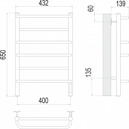 Евромикс П6 400х650 Электро (quick touch) Полотенцесушитель TERMINUS Асбест - фото 3 Евромикс П6 400х650 Электро (quick touch) Полотенцесушитель TERMINUS Асбест - фото 3