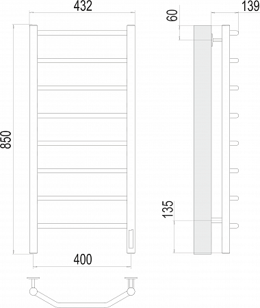 Виктория П8 400х850 Электро (quick touch) Полотенцесушитель TERMINUS Асбест - фото 3 Виктория П8 400х850 Электро (quick touch) Полотенцесушитель TERMINUS Асбест - фото 3